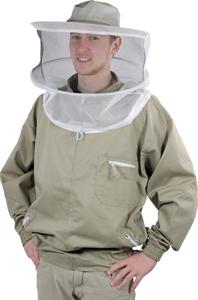 Jakke med hatt, sandfarget